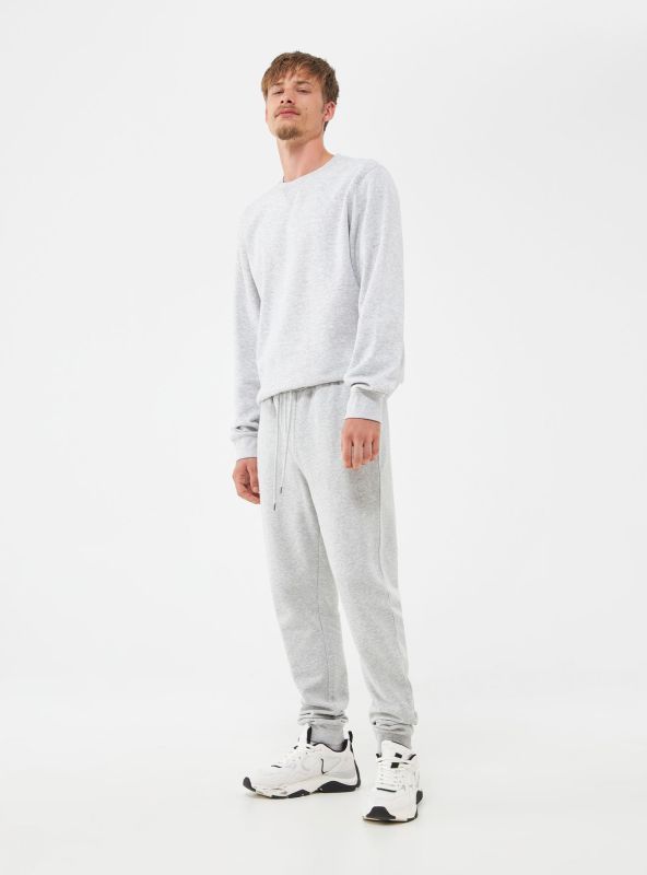 Thick basic model sports trousers, light gray melange
