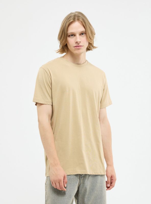 Plain T-shirt with round neckline light beige