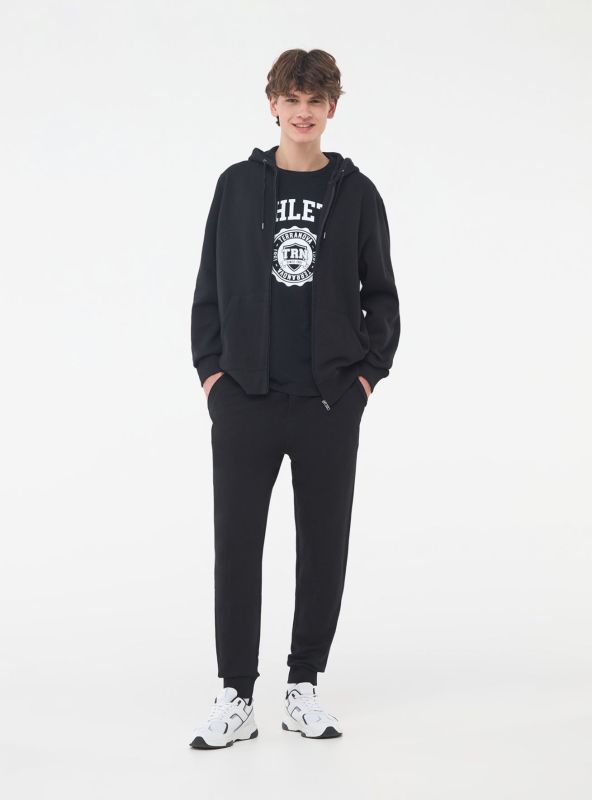 Sweatshirt with zip and hood black