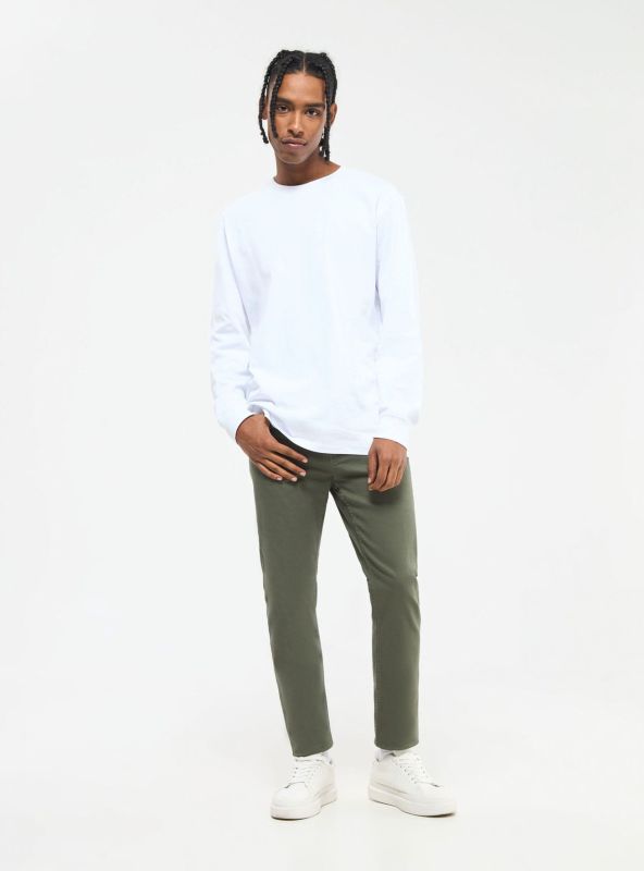 Skinny trousers with 5 pockets olive