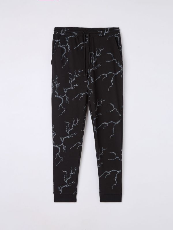 Sweatpants with zipper print black