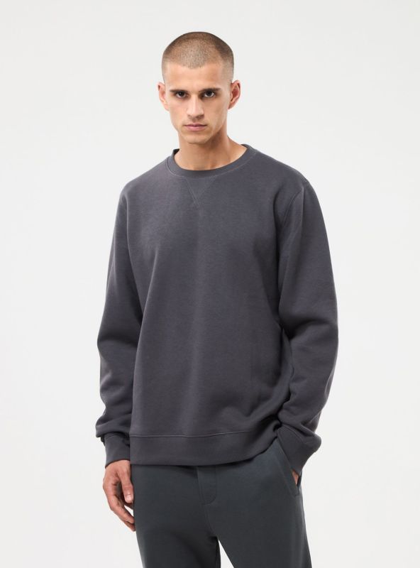 Plain crew neck sweatshirt dark gray