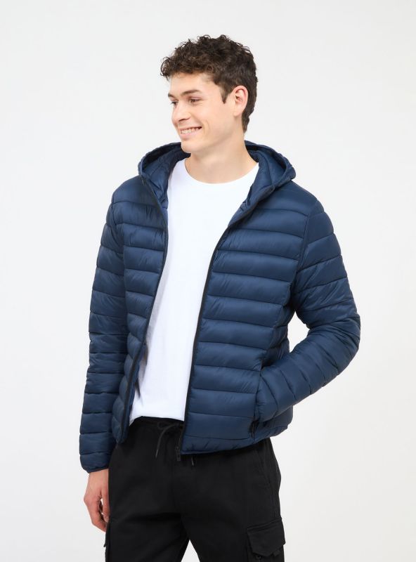 Down jacket "100 grams" with hood blue
