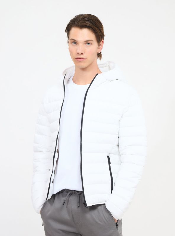 Down jacket “100 grams” with a hood, white