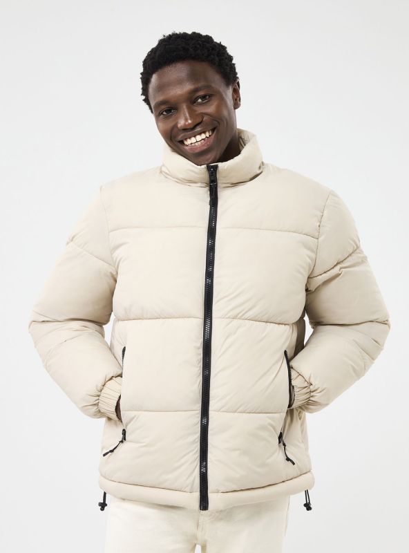 Quilted oversized jacket without hood beige