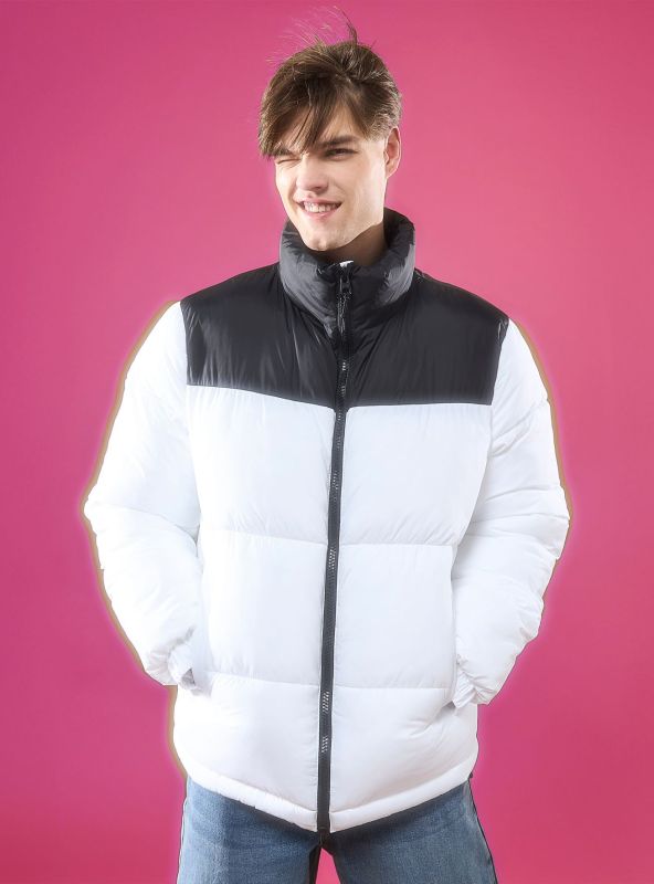 Quilted oversized jacket without hood white