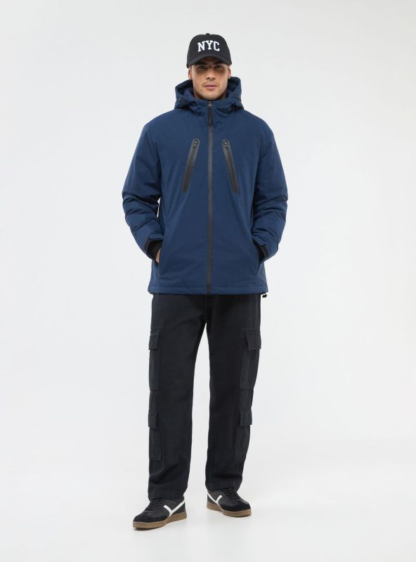 Technical jacket with hood blue