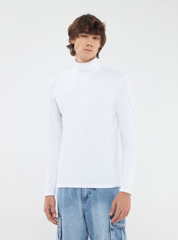 Plain turtleneck T-shirt white