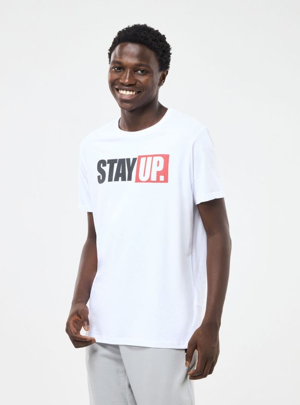 T-shirt with crew neck and lettering white