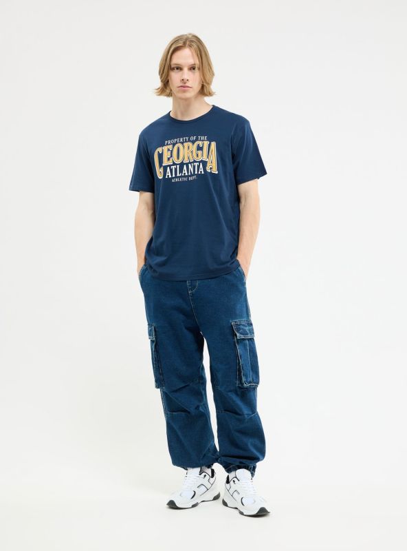 College Print T-Shirt Blue