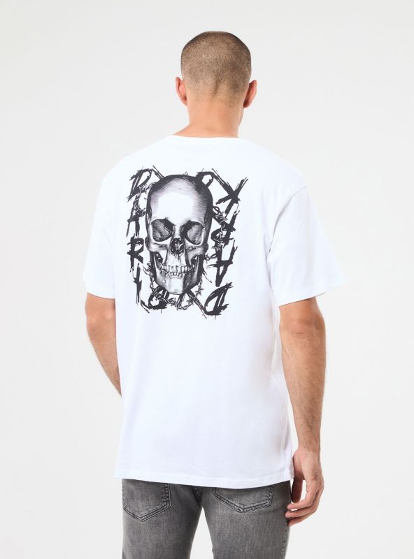 T-shirt with skull print front and back white