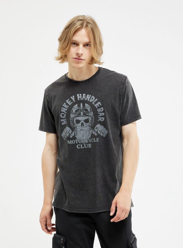 T-shirt with skull print, dark gray