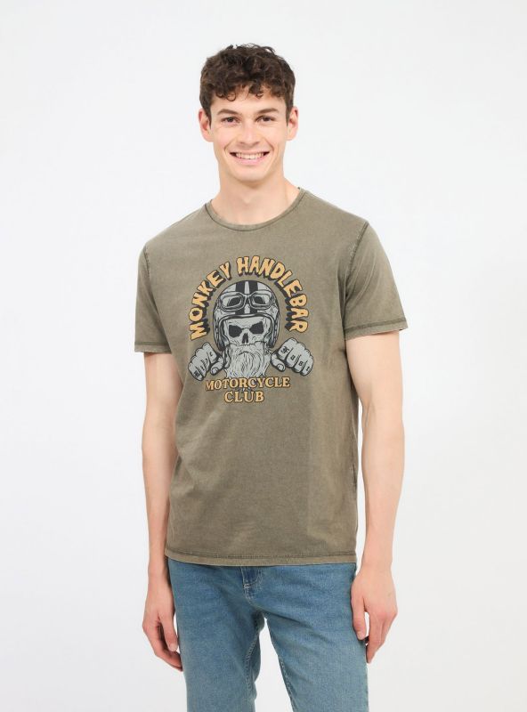 T-shirt with skull print olive