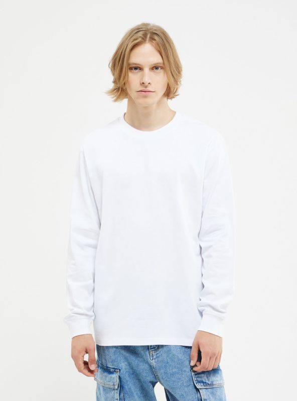 Plain T-shirt with round neck white