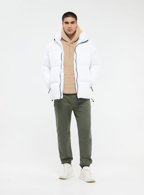 Quilted thick jacket with hood white