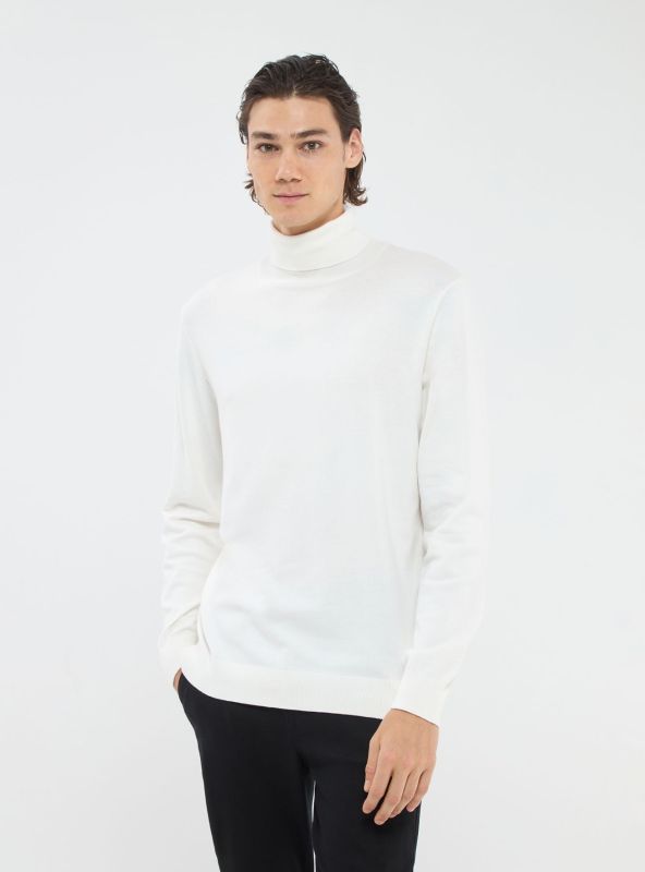 Plain Turtleneck Sweater White