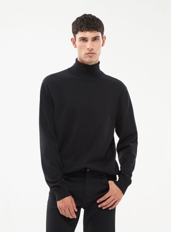 Plain Turtleneck Sweater Black