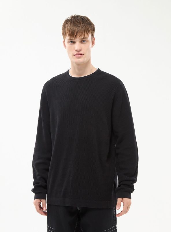 Black ribbed double knit jumper