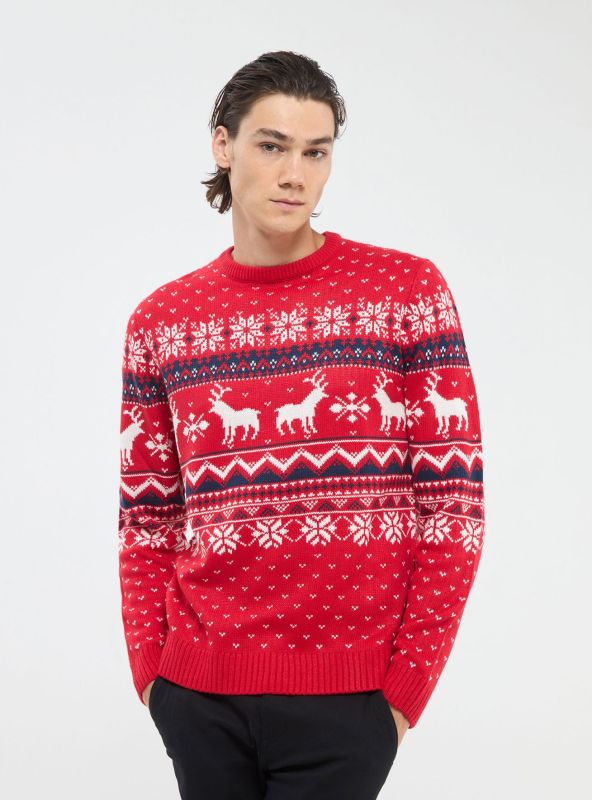 Christmas Crew Neck Jumper red