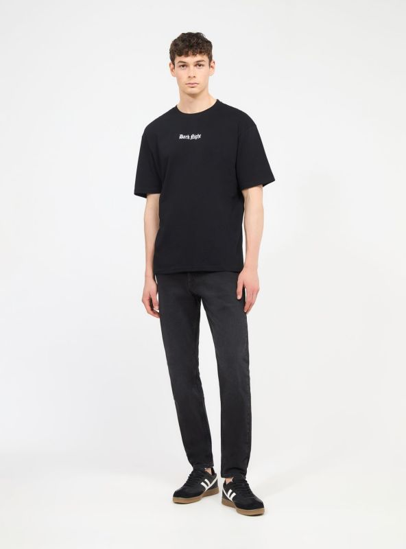Oversized T-shirt with gothic lettering on front and back black