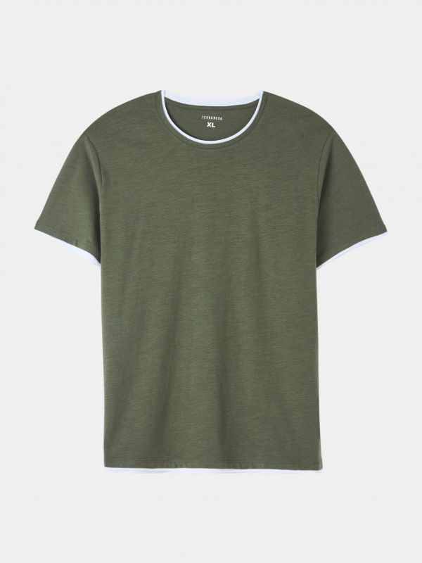 Plain double T-shirt olive