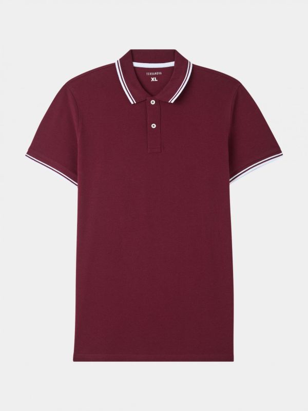 Polo T-shirt with contrasting border burgundy