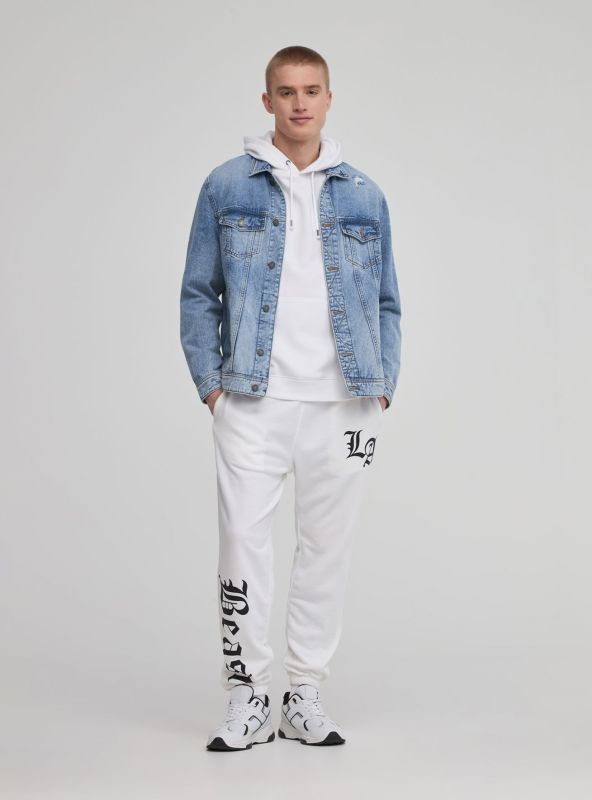 Joggers with gothic print white
