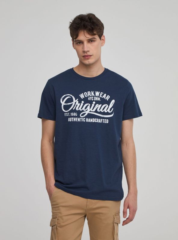 T-shirt with printed inscription blue