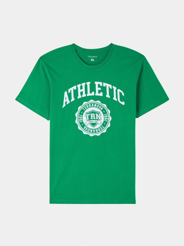 College Print T-Shirt Green
