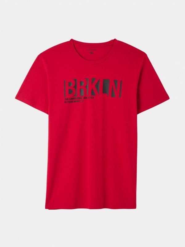 T-shirt with logo print "BRKLN" red