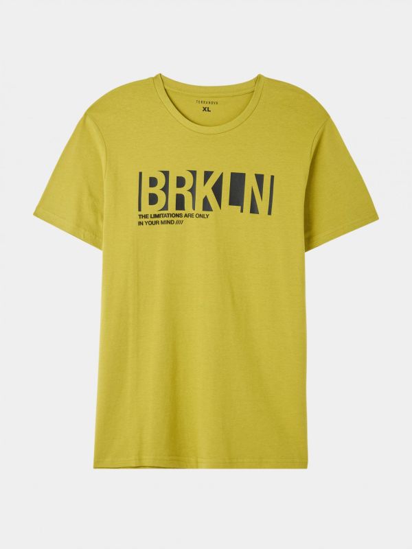 T-shirt with logo print "BRKLN" green