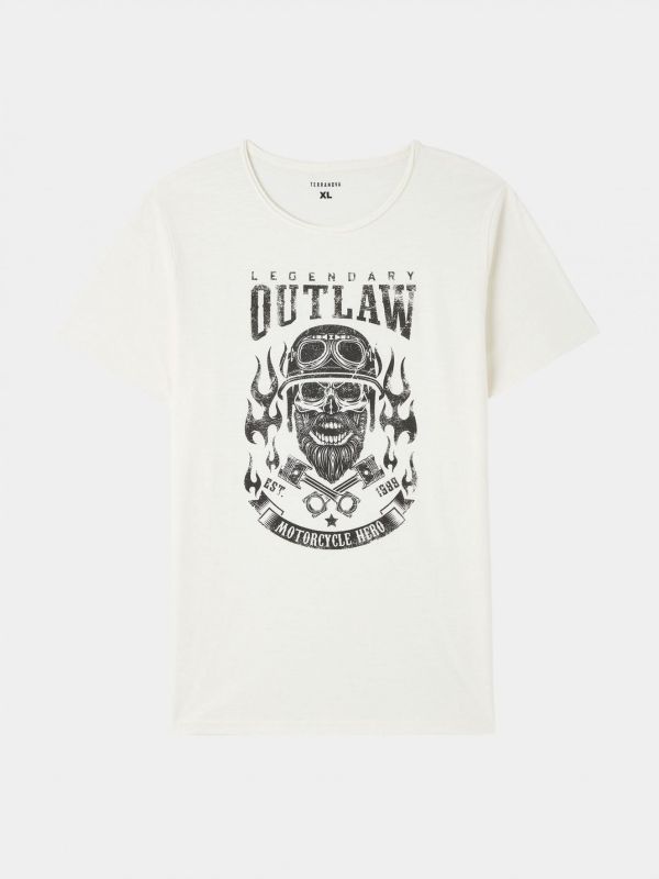 T-shirt with skull print white