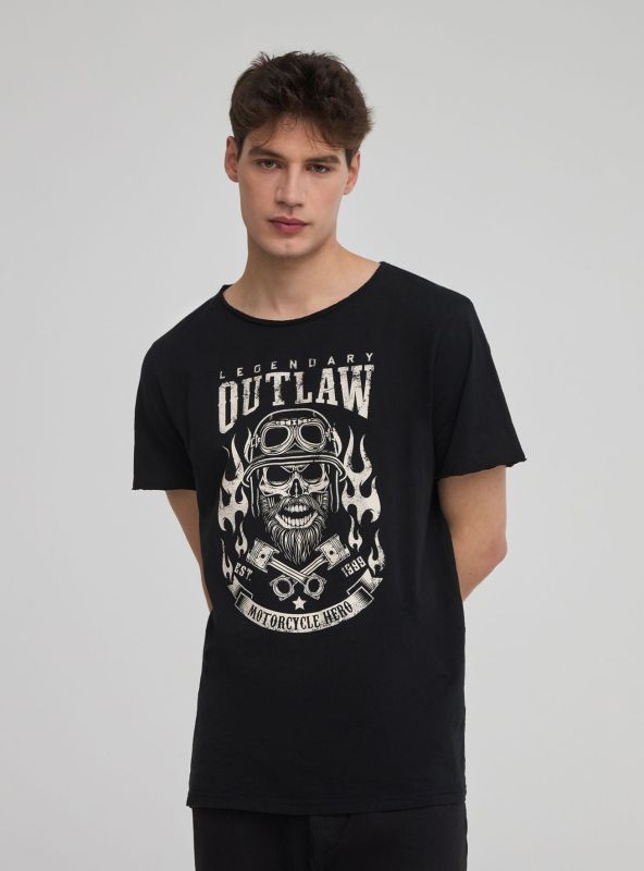 T-shirt with skull print black