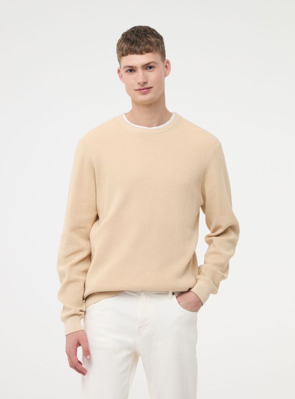 Solid color crewneck jumper beige
