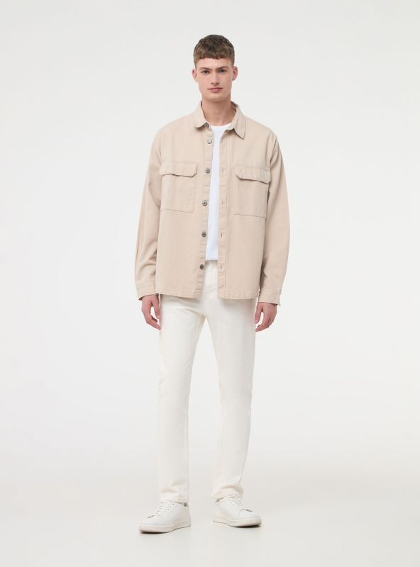Plain jacket-shirt beige