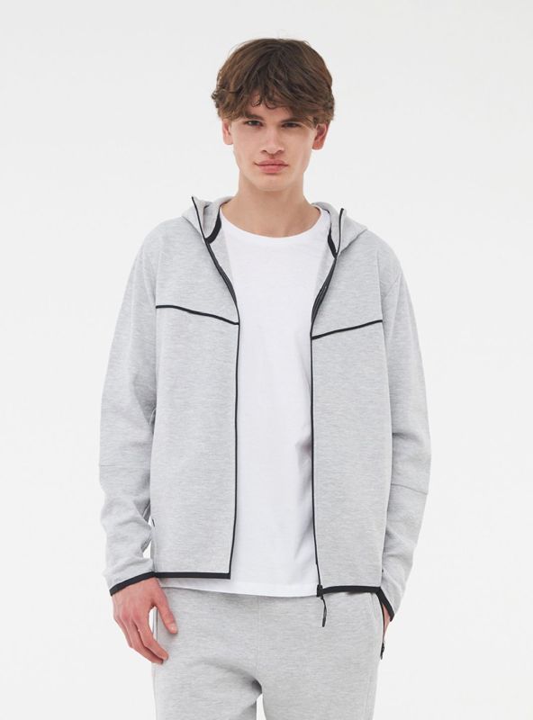 Hooded sweatshirt with zip fastening light gray melange