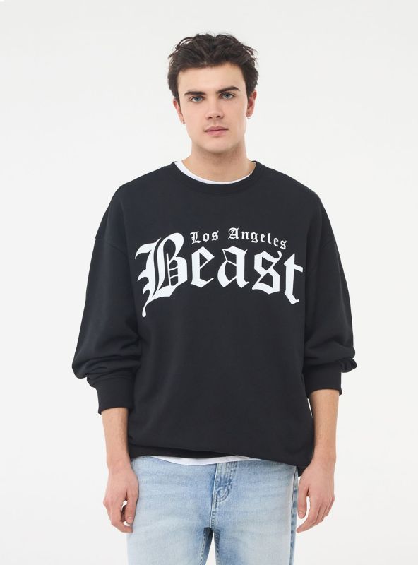 Oversized sweatshirt with gothic print black