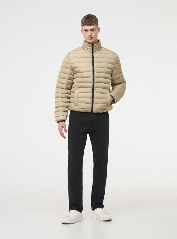 Plain quilted jacket “100 grams” light beige