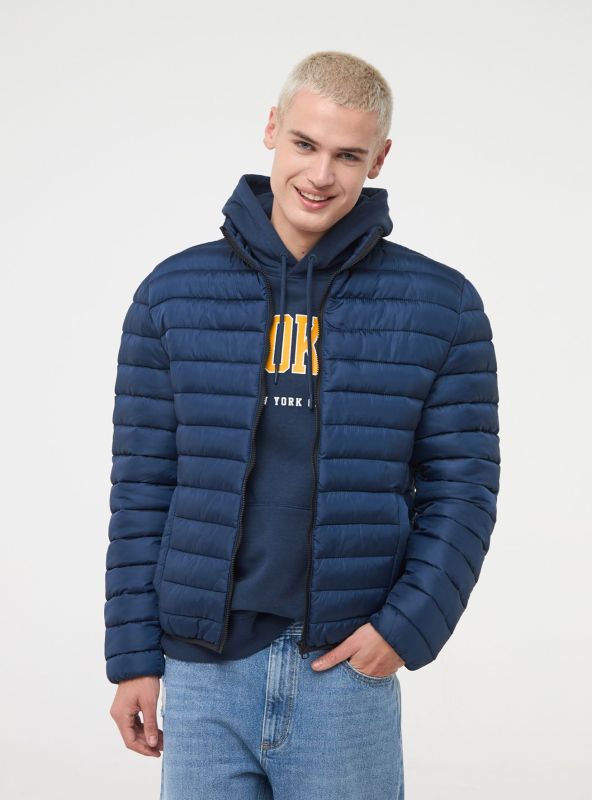 Plain quilted jacket “100 grams” blue