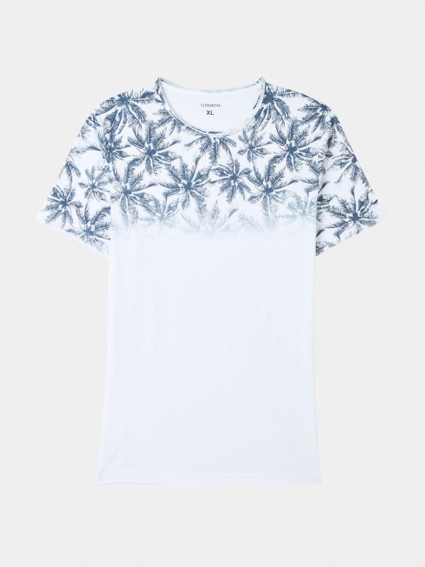 T-shirt with palm print white
